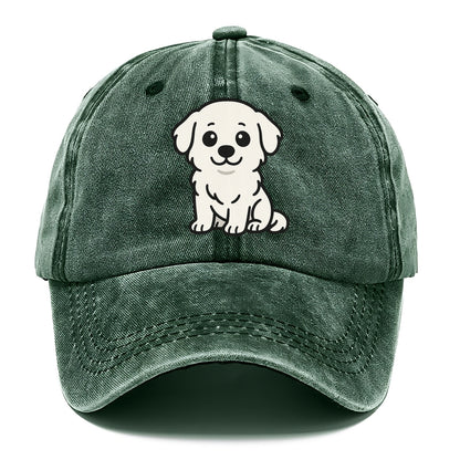 Great Pyrenees White Fluffy Sitting Pose Portrait Design Hat
