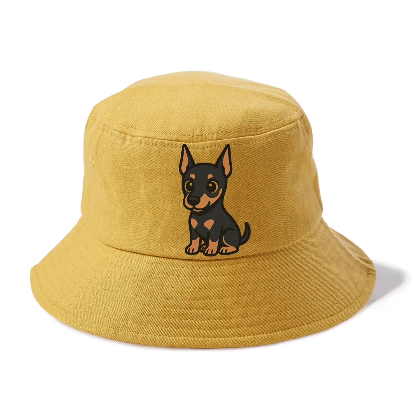doberman black and tan sitting pose with cropped ears portrait design Hat