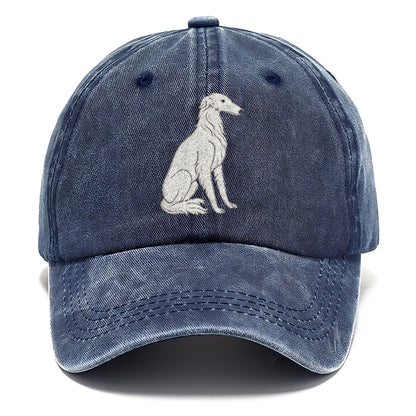 Borzoi White Sitting Pose Hat