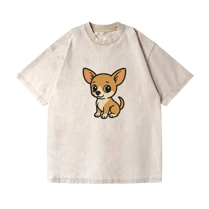 chihuahua tan and white sitting pose portrait design Hat