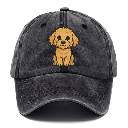 goldendoodle curly golden sitting pose portrait design Hat