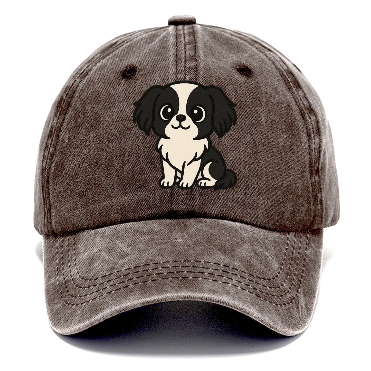 japanese chin black and white sitting pose portrait design Hat
