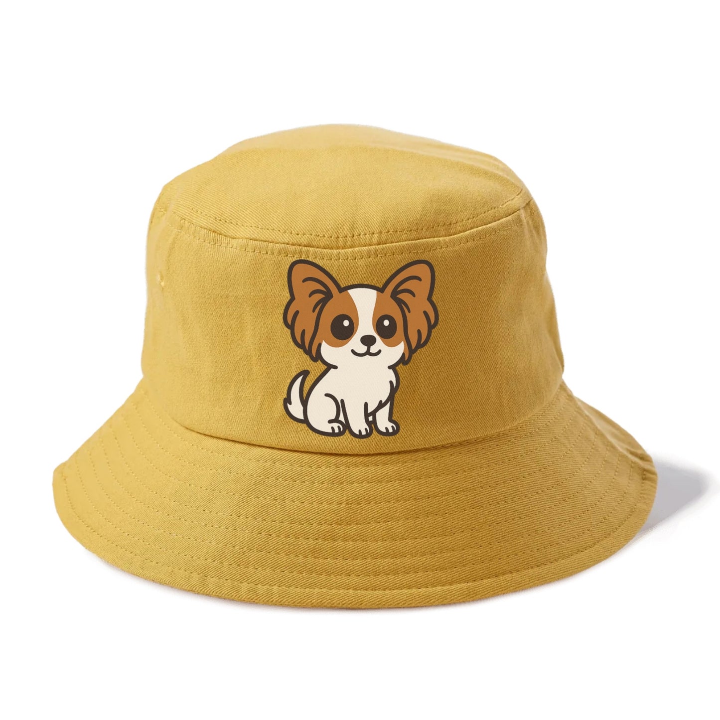 papillon white with brown ears sitting pose portrait design Hat