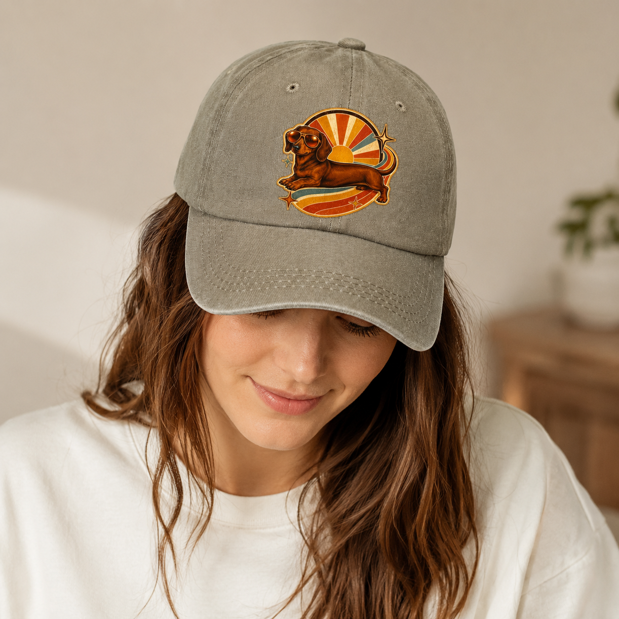 Vintage Retro Dachshund Cruiser Classic Cap – editorial product image