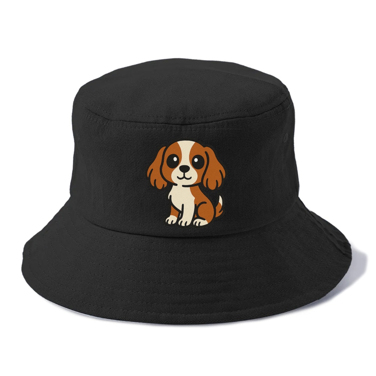 Cavalier King Charles Spaniel Blenheim Colored Sitting Pose Portrait Design Hat
