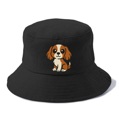 Cavalier King Charles Spaniel Blenheim Colored Sitting Pose Portrait Design Hat