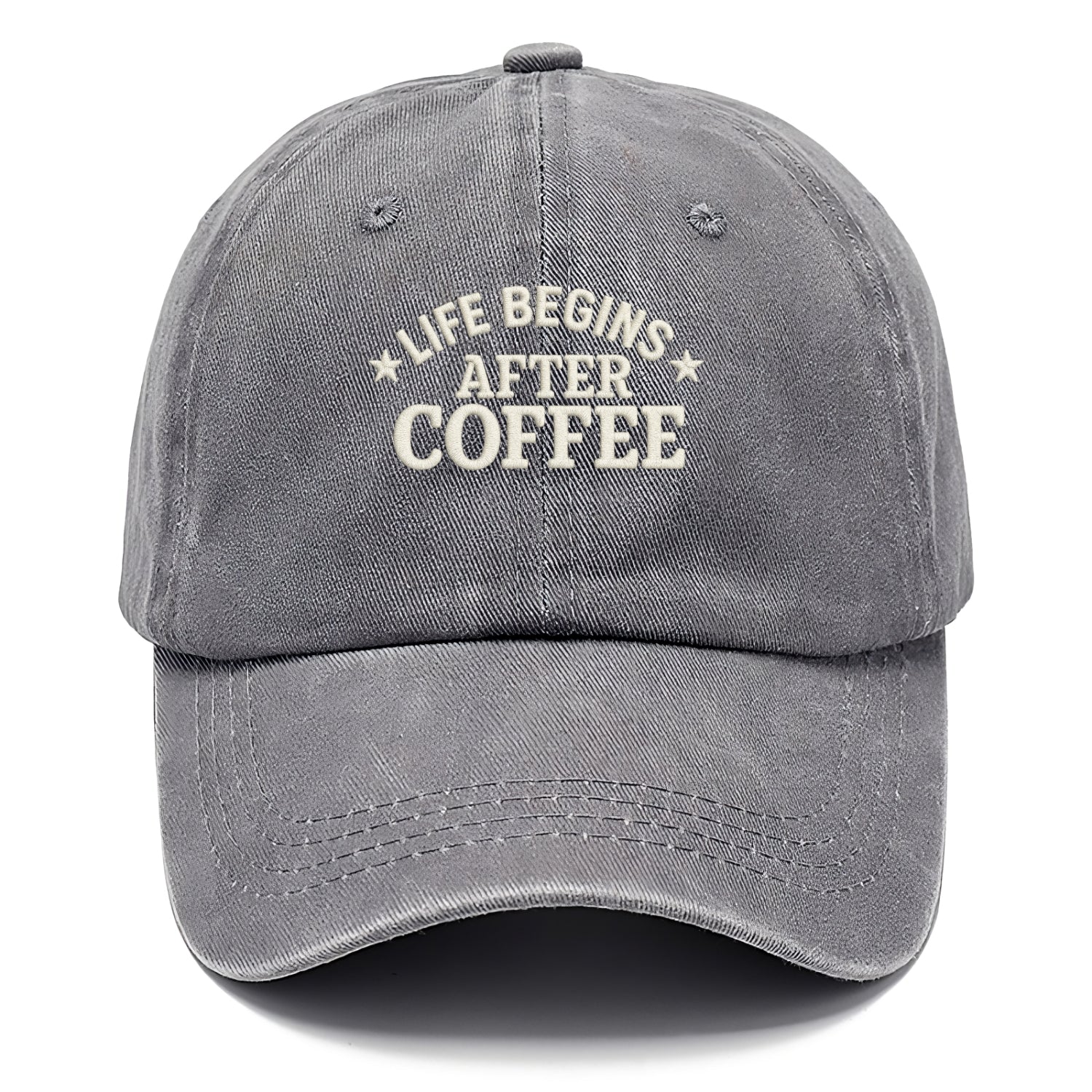 coffee themed quote with decorative stars Hat