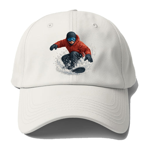Snowboarder Carving Through Fresh Powder Baseball Cap For Big Heads