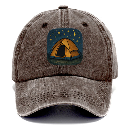 starlit tent under night sky Hat