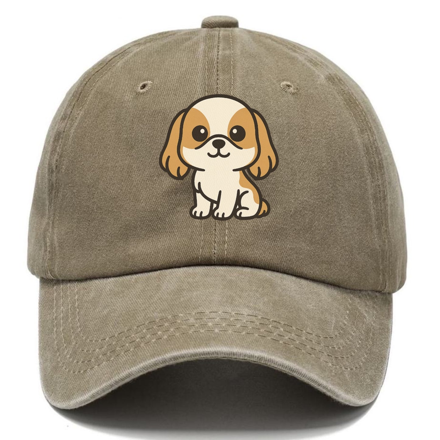 shih tzu white and gold sitting pose with long ears portrait design Hat