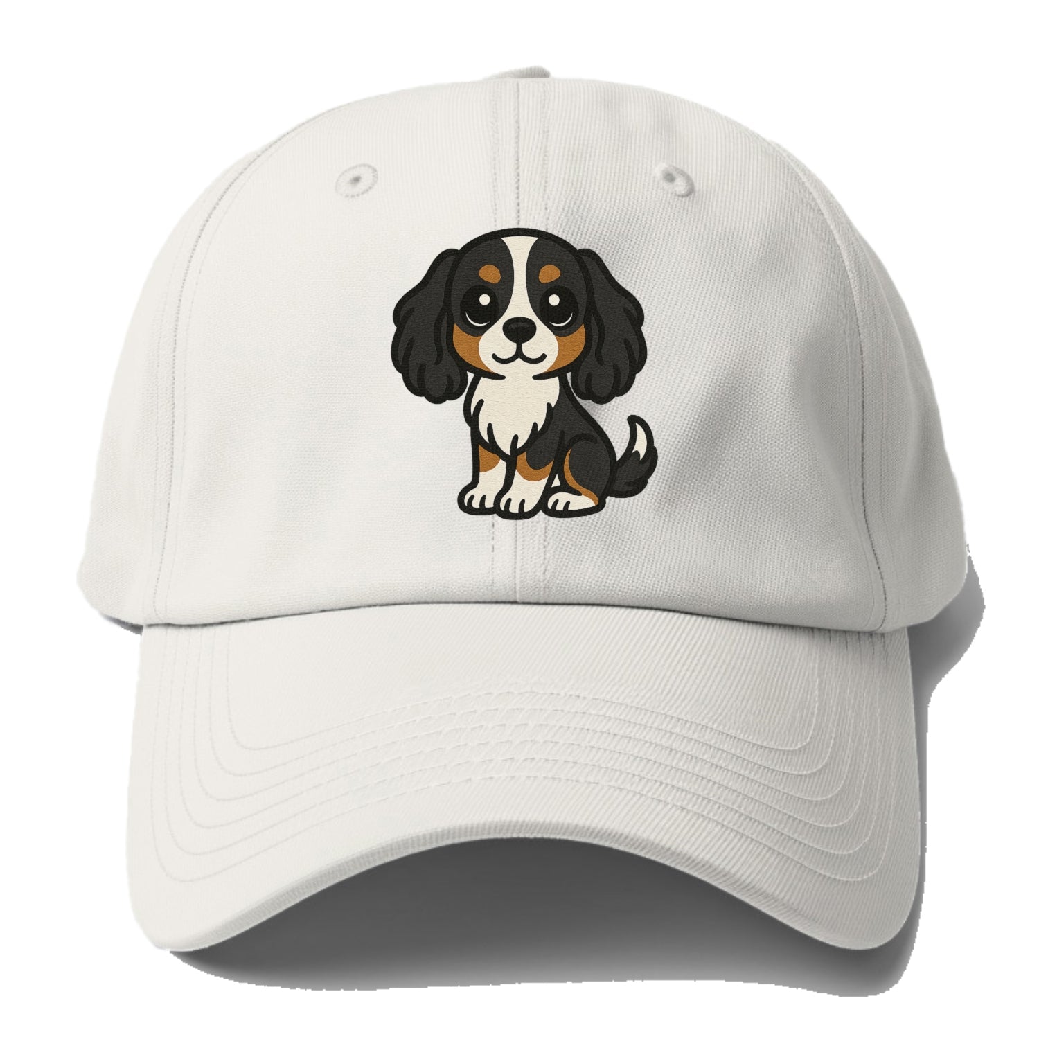 cavalier king charles spaniel tricolor sitting pose portrait design Hat