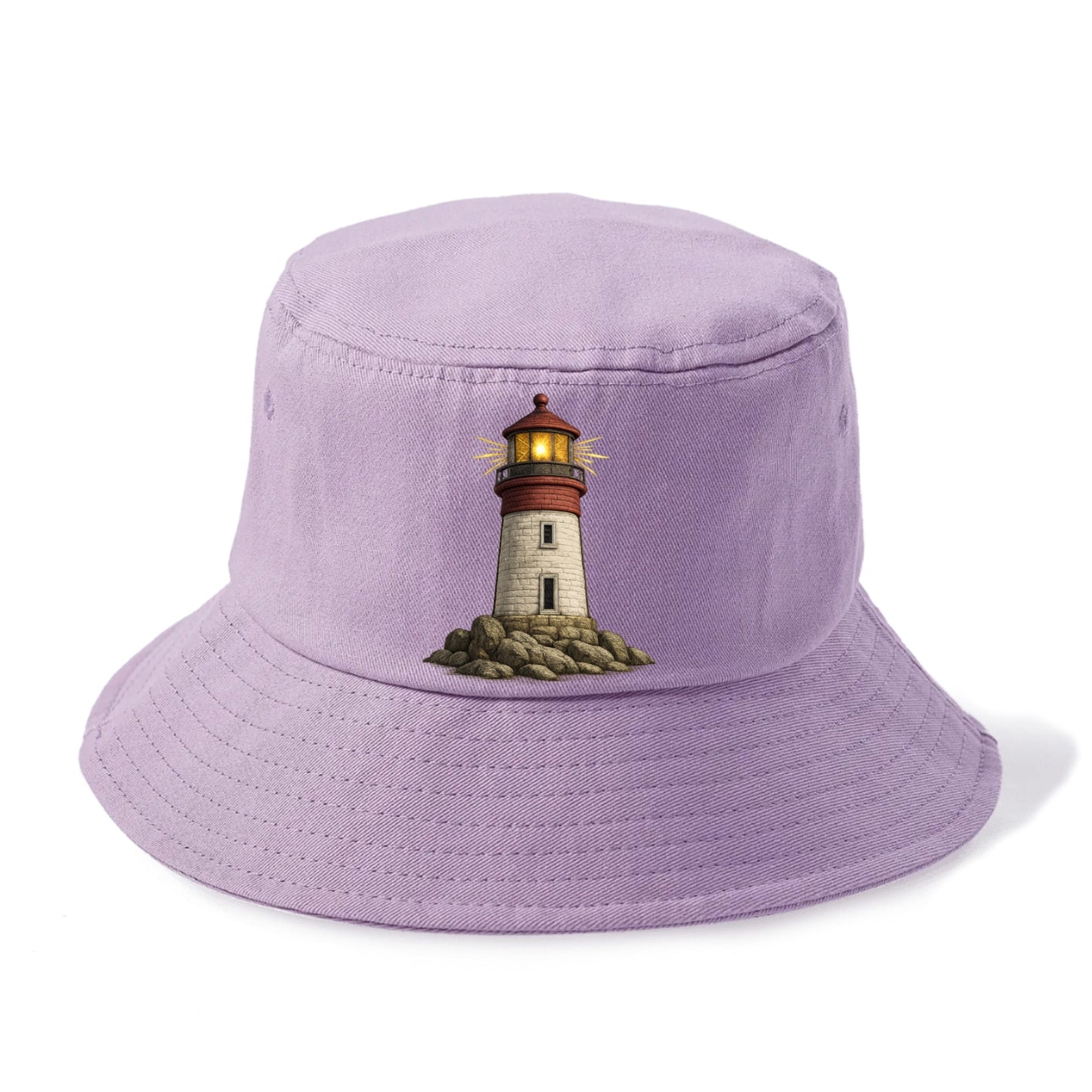 shining lighthouse on a rocky shore Hat