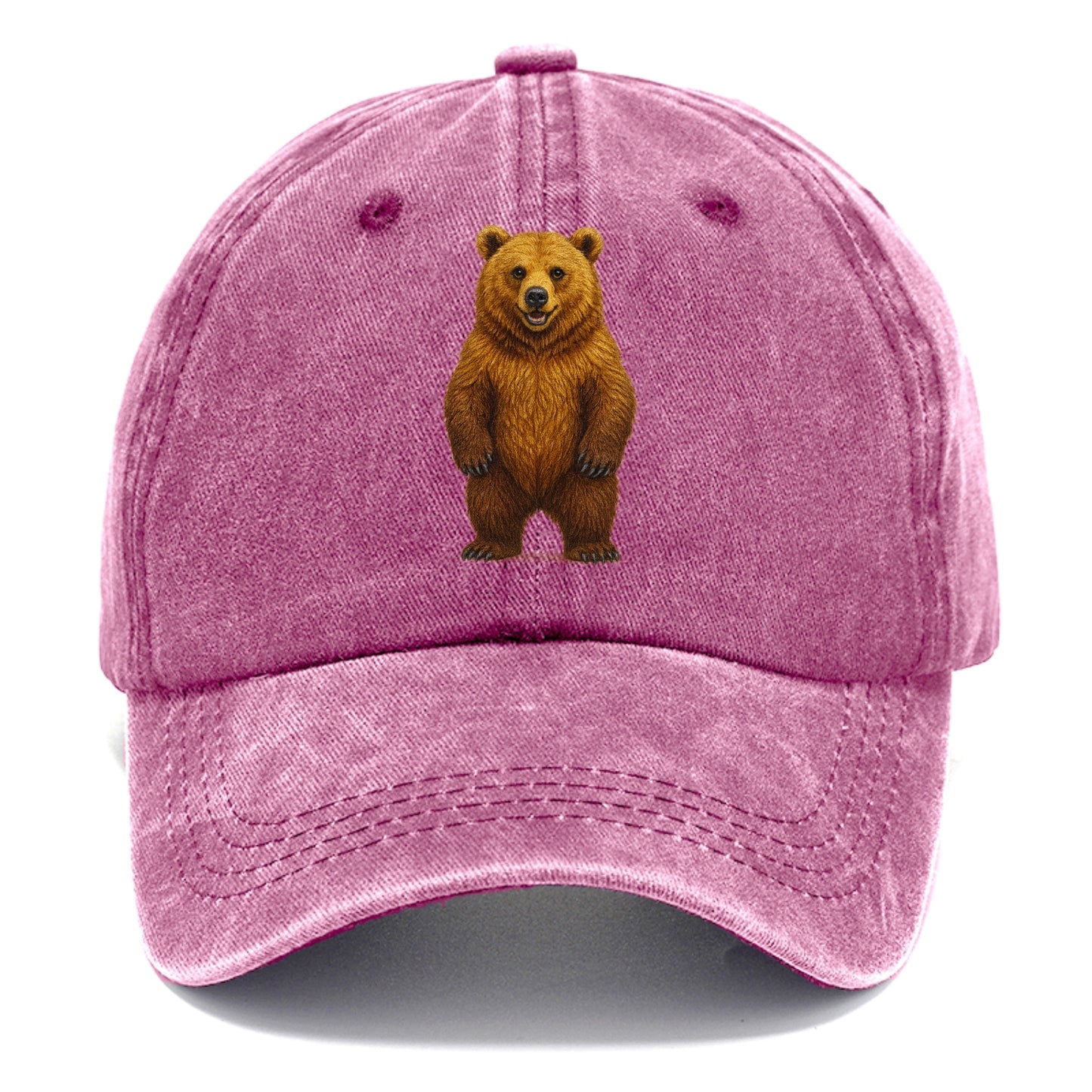 detailed brown bear on yellow background Hat