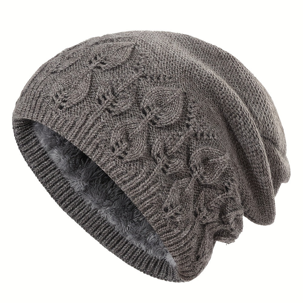 Pandaize Unisex Vintage Knitted Fleece Beanie - Main Image