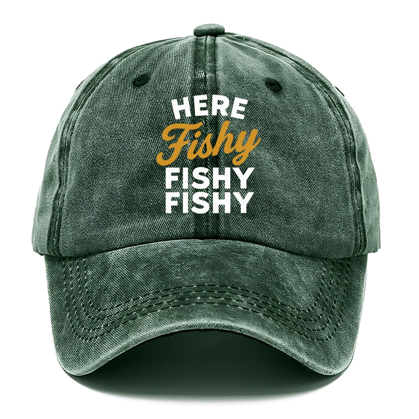 here fishy catch fish embroidery Hat