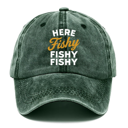 here fishy catch fish embroidery Hat