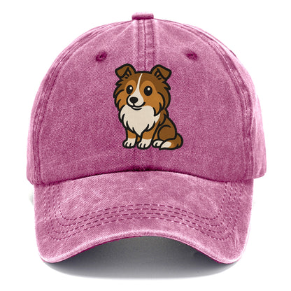 shetland sheepdog sable and white sitting pose portrait design Hat