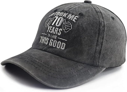 この素敵な刺繍が施されたヴィンテージ 70 歳の誕生日プレゼント 野球帽のように見えるようになるまで 70 年かかりました