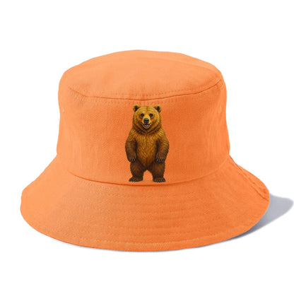 detailed brown bear on yellow background Hat