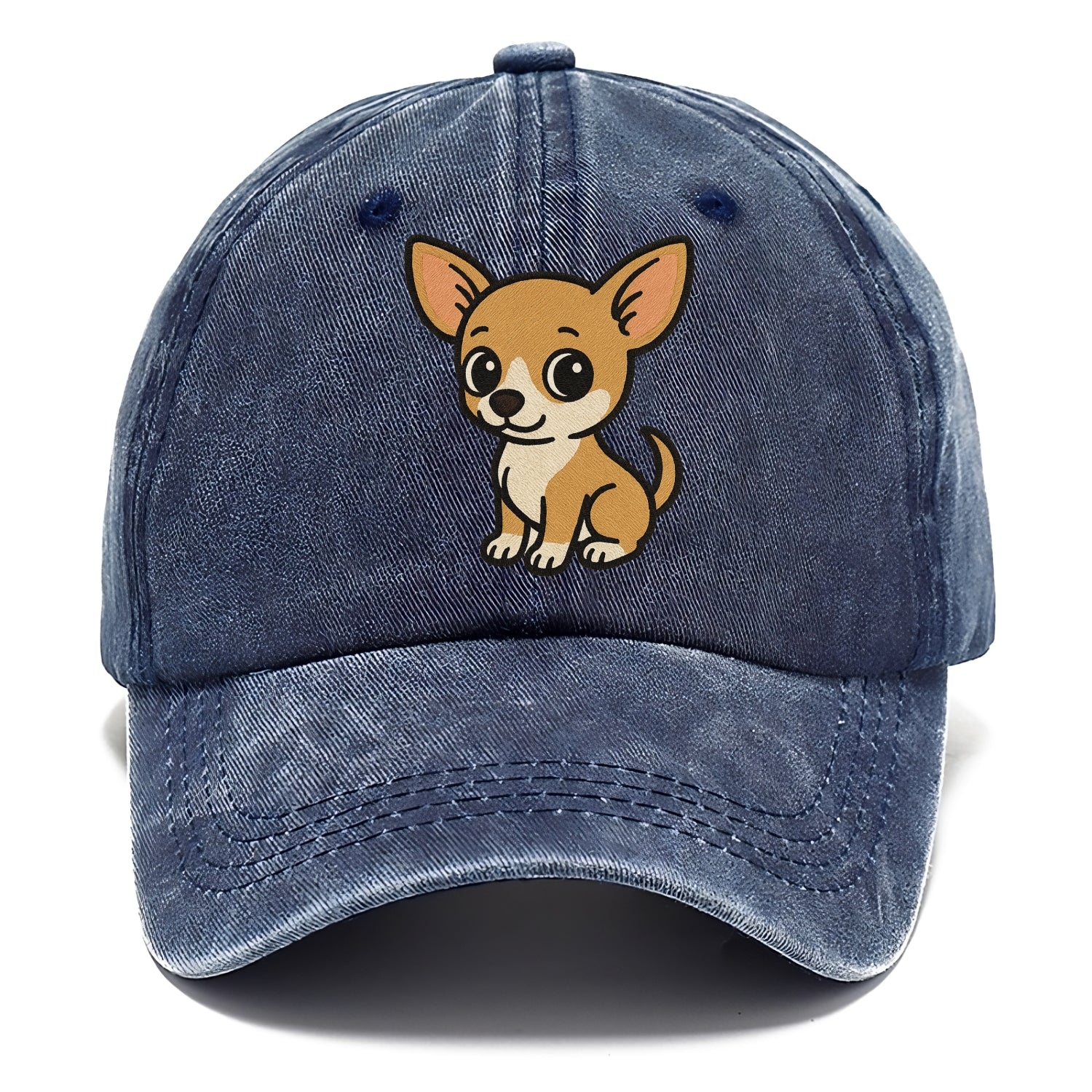 chihuahua tan and white sitting pose portrait design Hat