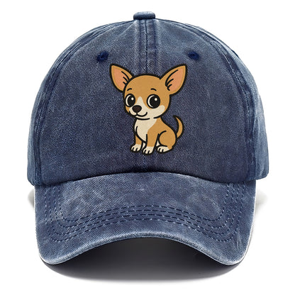 chihuahua tan and white sitting pose portrait design Hat