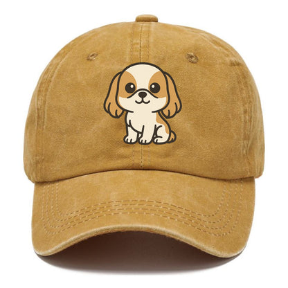 shih tzu white and gold sitting pose with long ears portrait design Hat