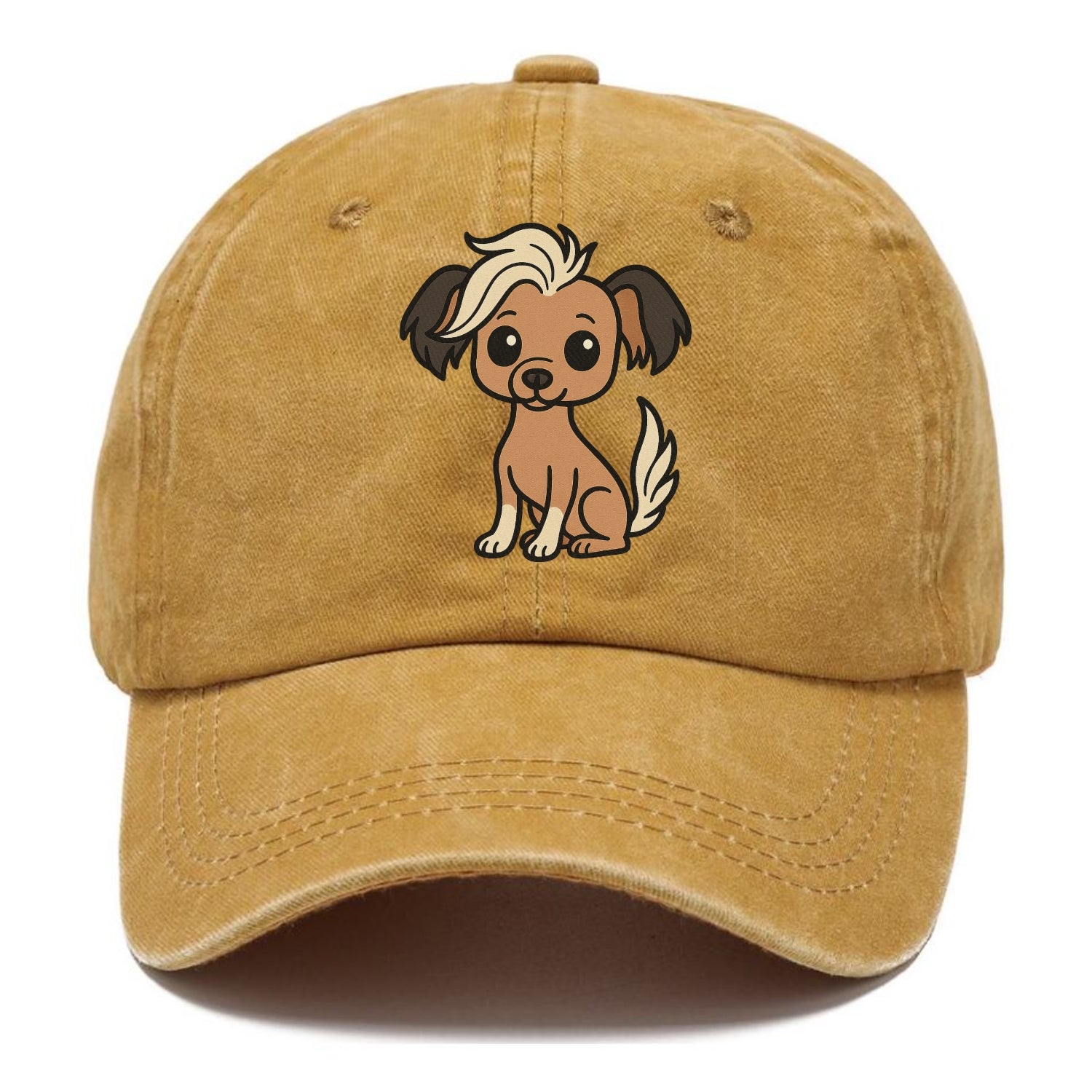 chinese crested hairless with hair tuft sitting pose portrait design Hat