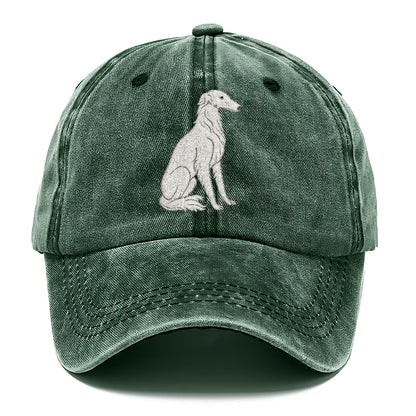 Borzoi White Sitting Pose Hat