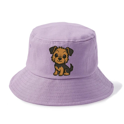 yorkipoo small brown and black sitting pose portrait design Hat