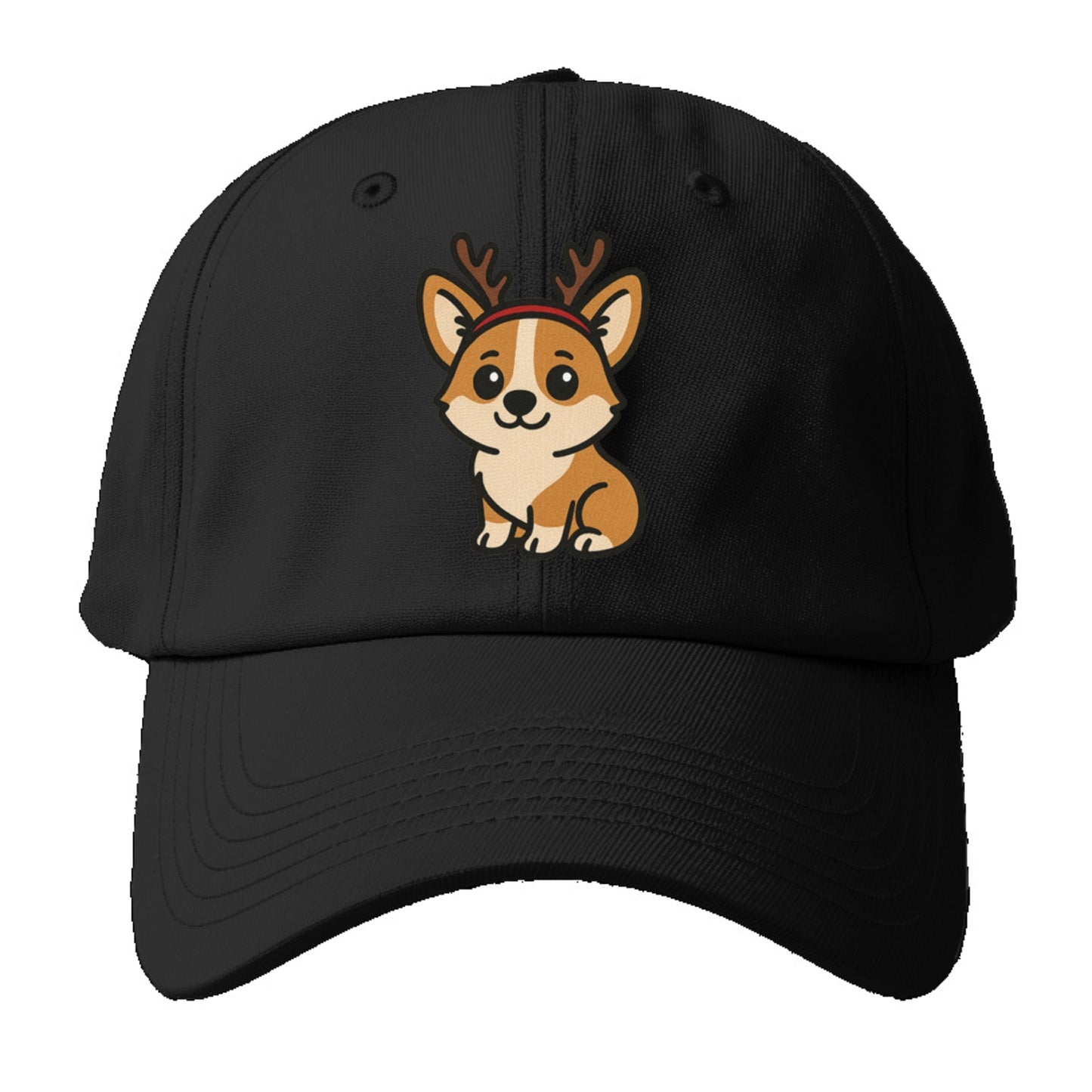 corgi wearing reindeer antlers christmas theme portrait design Hat
