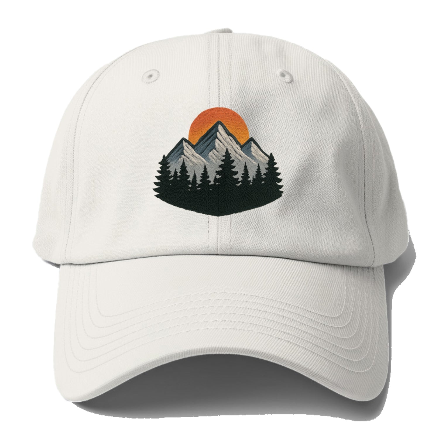 mountain sunset pine forest embroidery Hat
