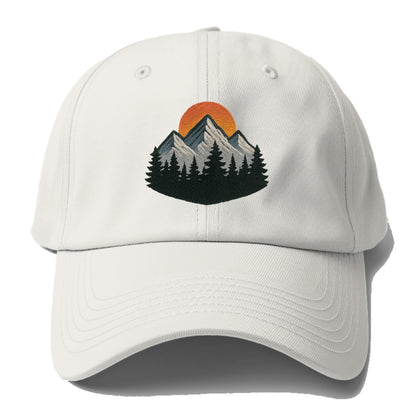mountain sunset pine forest embroidery Hat
