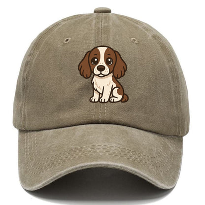 english springer spaniel liver and white sitting pose portrait design Hat