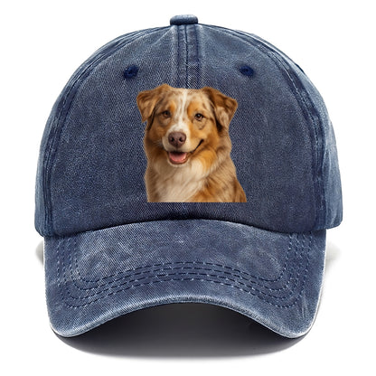 red merle australian shepherd portrait design Hat