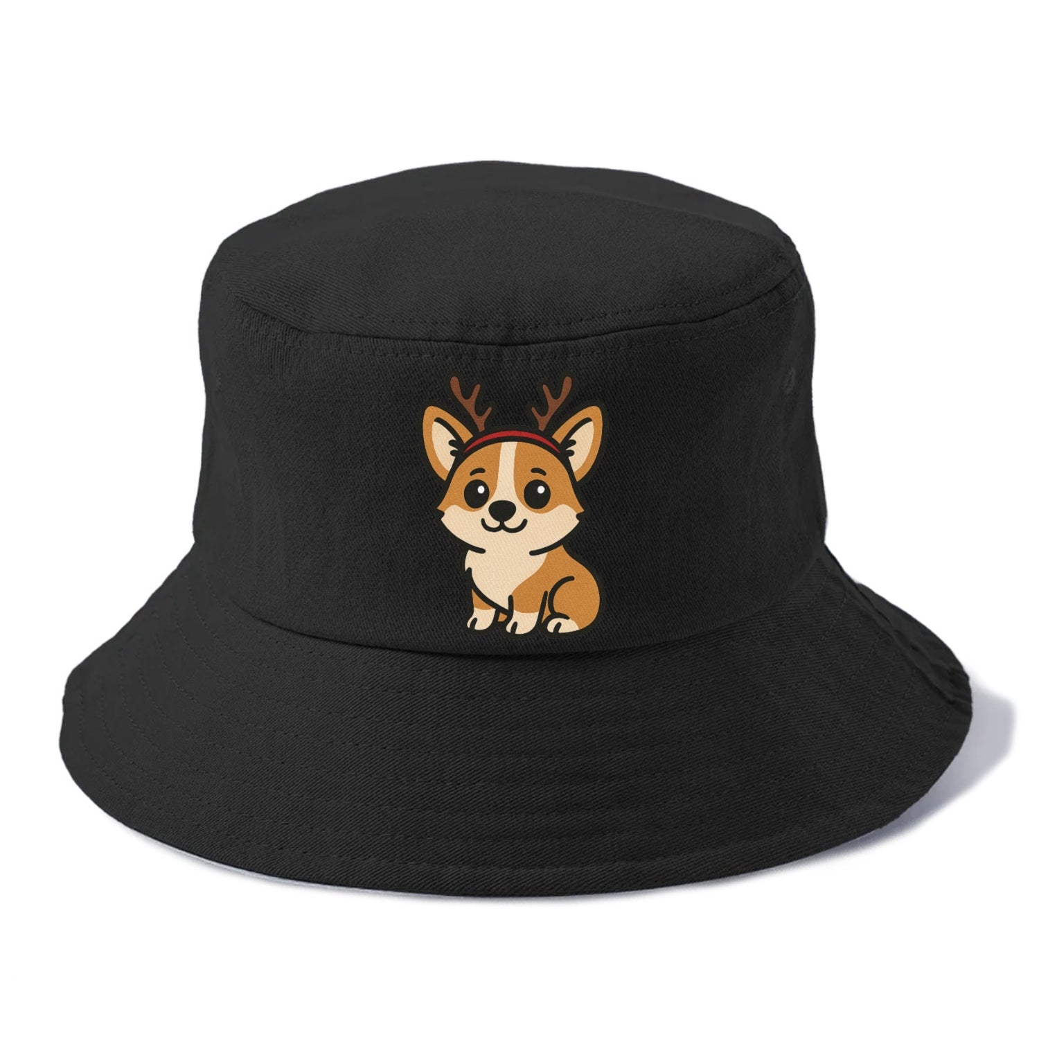 corgi wearing reindeer antlers christmas theme portrait design Hat