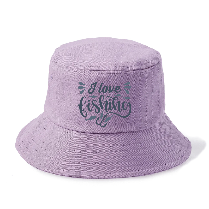 I Love Fishing Solid Color Bucket Hat