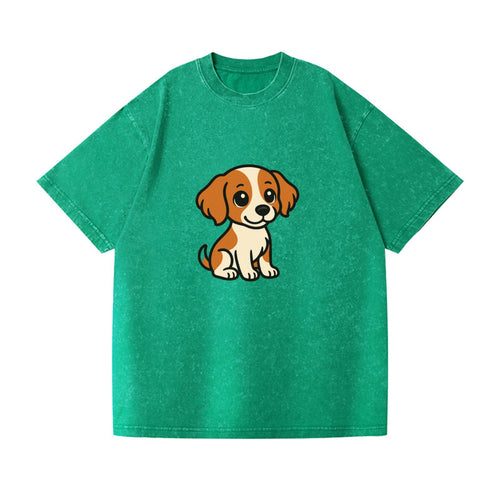 Brittany Spaniel Orange And White Sitting Pose Portrait Design Vintage T-shirt