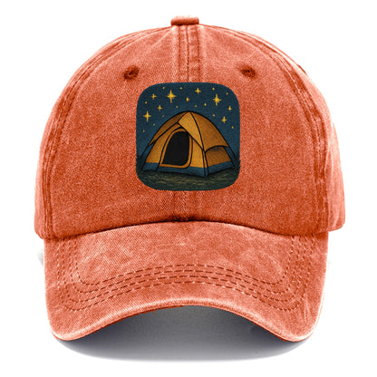 starlit tent under night sky Hat
