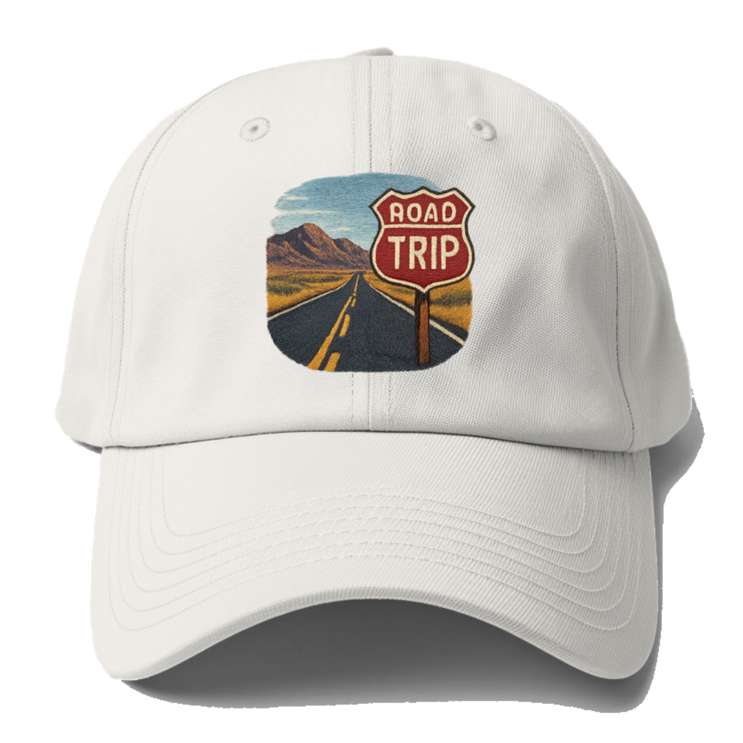 american road trip scenic embroidery Hat