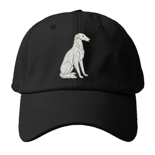 Borzoi White Sitting Pose Baseball Cap For Big Heads