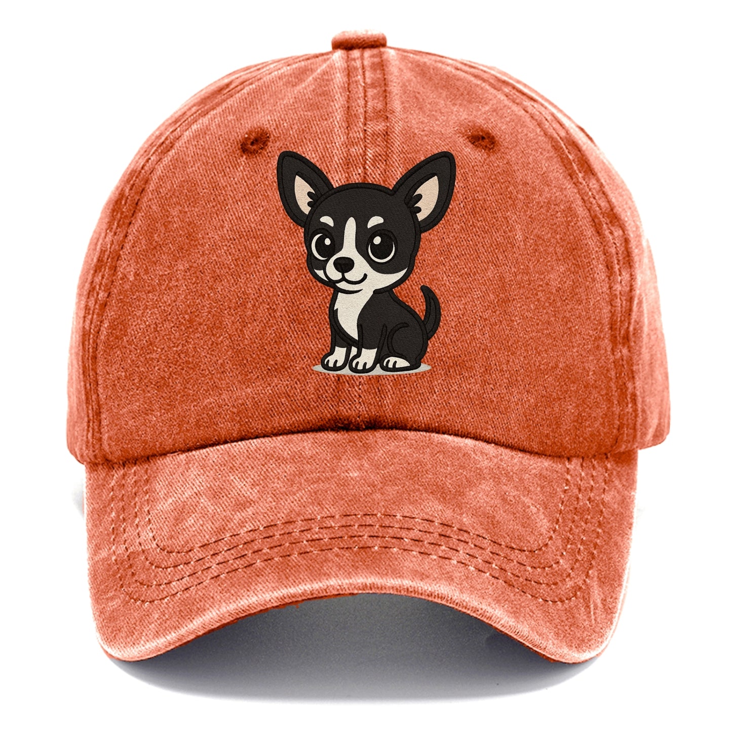chihuahua black and white sitting pose portrait design Hat