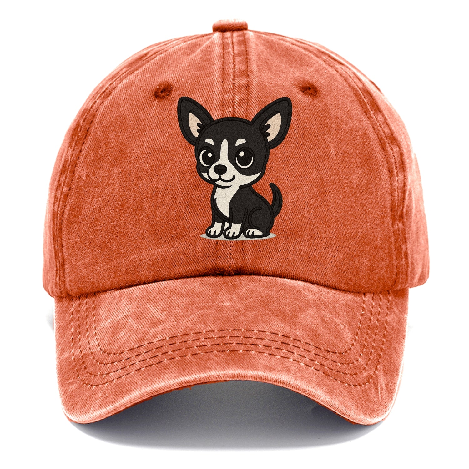 chihuahua black and white sitting pose portrait design Hat