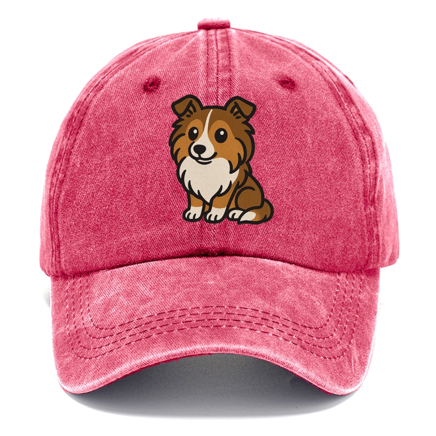 shetland sheepdog sable and white sitting pose portrait design Hat
