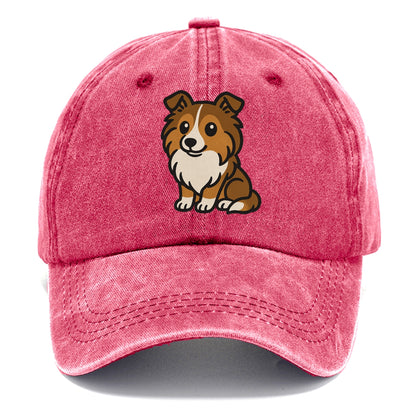shetland sheepdog sable and white sitting pose portrait design Hat