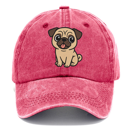 Pug Tilted Head With Tongue Out Portrait Design Classic Cap