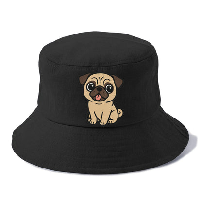 pug tilted head with tongue out portrait design Hat