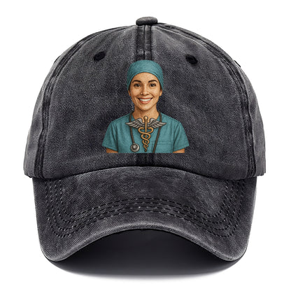 smiling doctor with caduceus art Hat