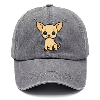 chihuahua cream colored sitting pose portrait design Hat