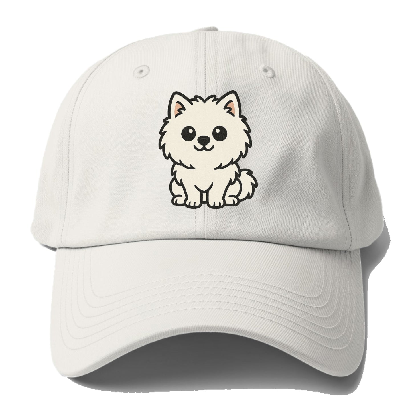 pomeranian white fluffy sitting pose portrait design Hat