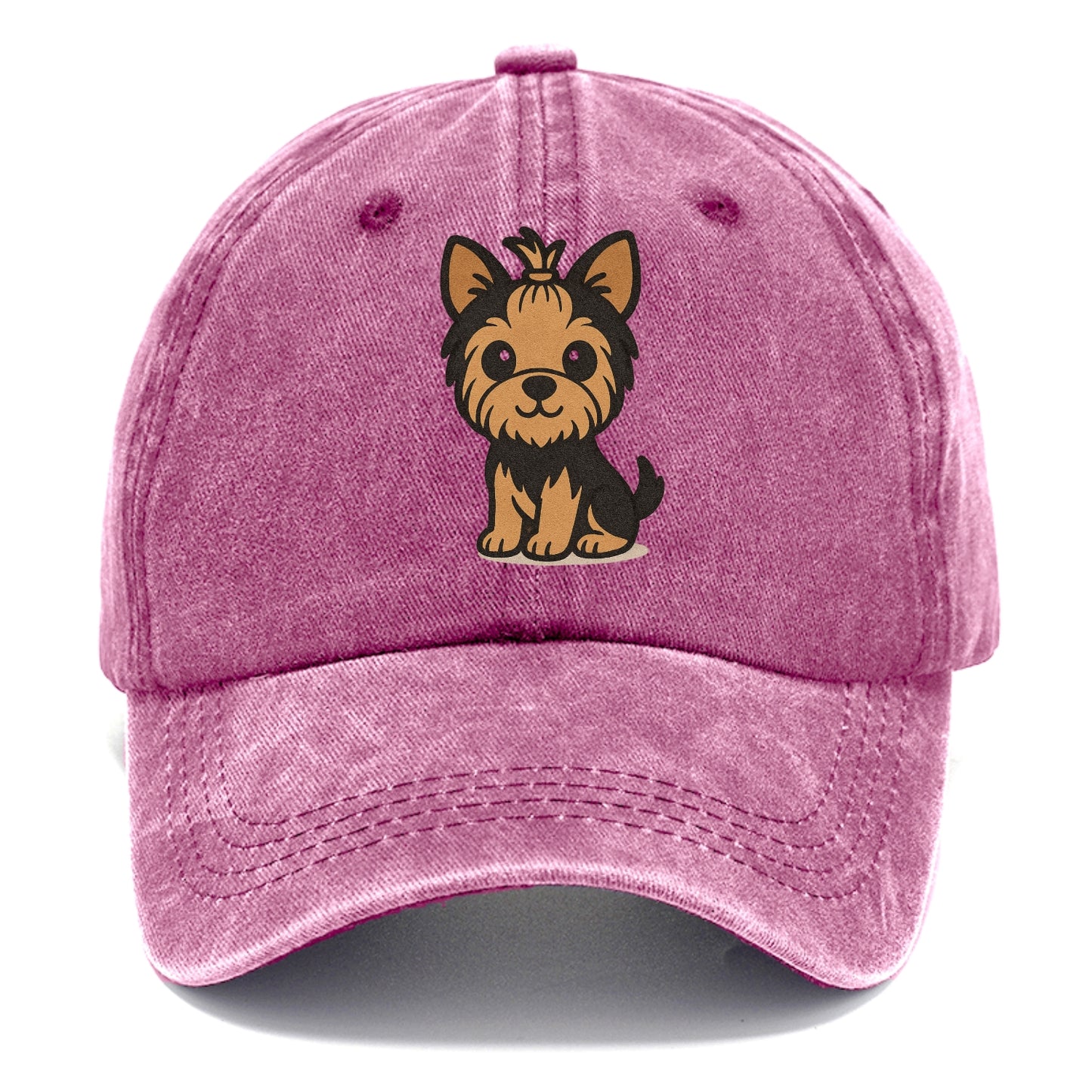 yorkshire terrier brown and black with top knot portrait design Hat